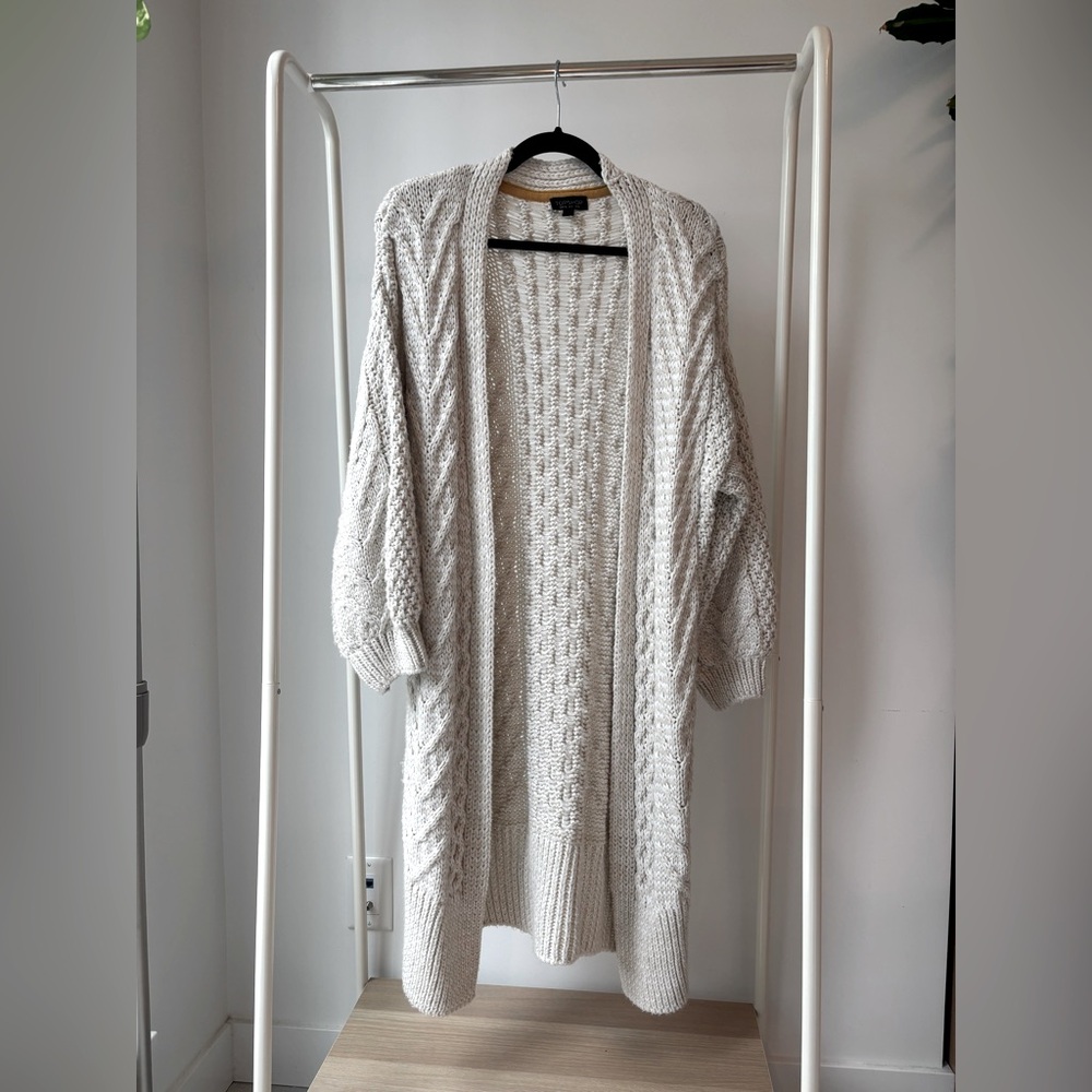 TOPSHOP | Long Cream Cable Knit Cardigan